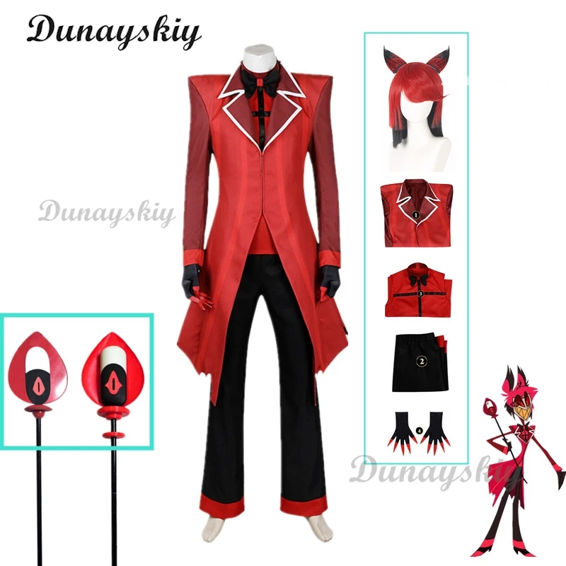 

Anime Alastor Cosplay Hazbin Hotel Cosplay Costume Radio Demon Uniform Suit Outfit Halloween Carnival Party Costume for Adult