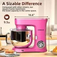 COOKLEE Stand Mixer, 9.5 Qt. 660W 10-Speed Electric Kitchen Mixer with Dishwasher-Safe Dough Hooks, Flat Beaters 2