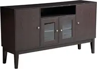 60" Modern Solid Wood Sideboard Buffet Table Storage Cabinet, Coffee Tea Bar Tall Console Table with 4 Doors for Dining Room 2