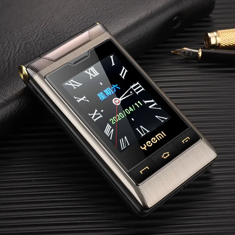 Yeemi G10-C 2G GSM Dual SIM Dual Screen Flip Feature Phone Big Fronts Loud for Elder 2.8 Inch FM Mp3/Mp4 BT Old People Cellphone