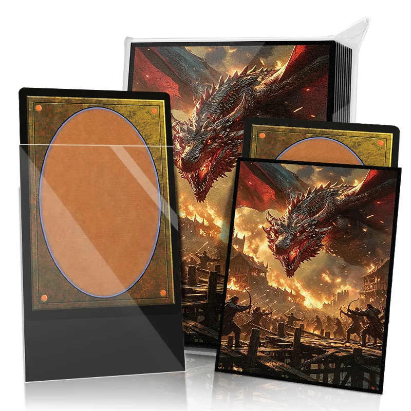 Pattern Print Card Sleeves - Clear Front & Matte Back, Protective TCG Cover, 105 Pack, 66x91mm Standard Size