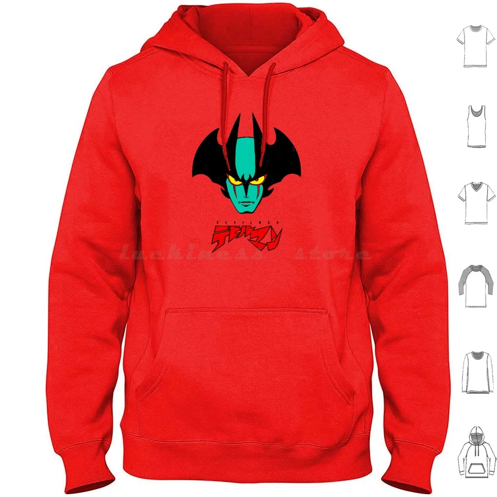 002B Devilman Head New Hoodie Cotton Manica Lunga Devilman Devil Man Go Nagai Japan Anime Manga 1980 70S 80S Vintage Teoi 1972