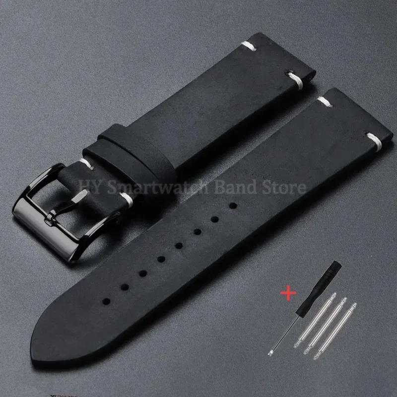 Handcrafted Vintage Oil Wax Leather Watch Band – Premium Cowhide Strap with Handmade Stitching