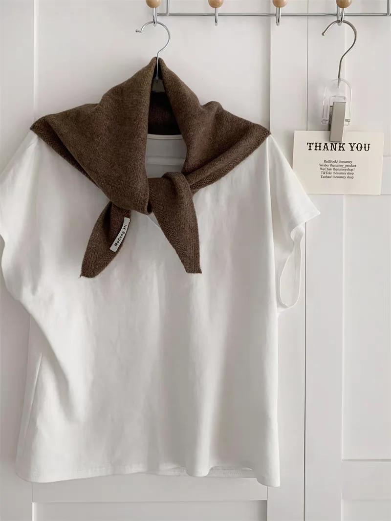 Sciarpa triangolare in lana stile coreano britannico da donna, fascia per la testa lavorata a maglia multifunzionale per la moda invernale 1