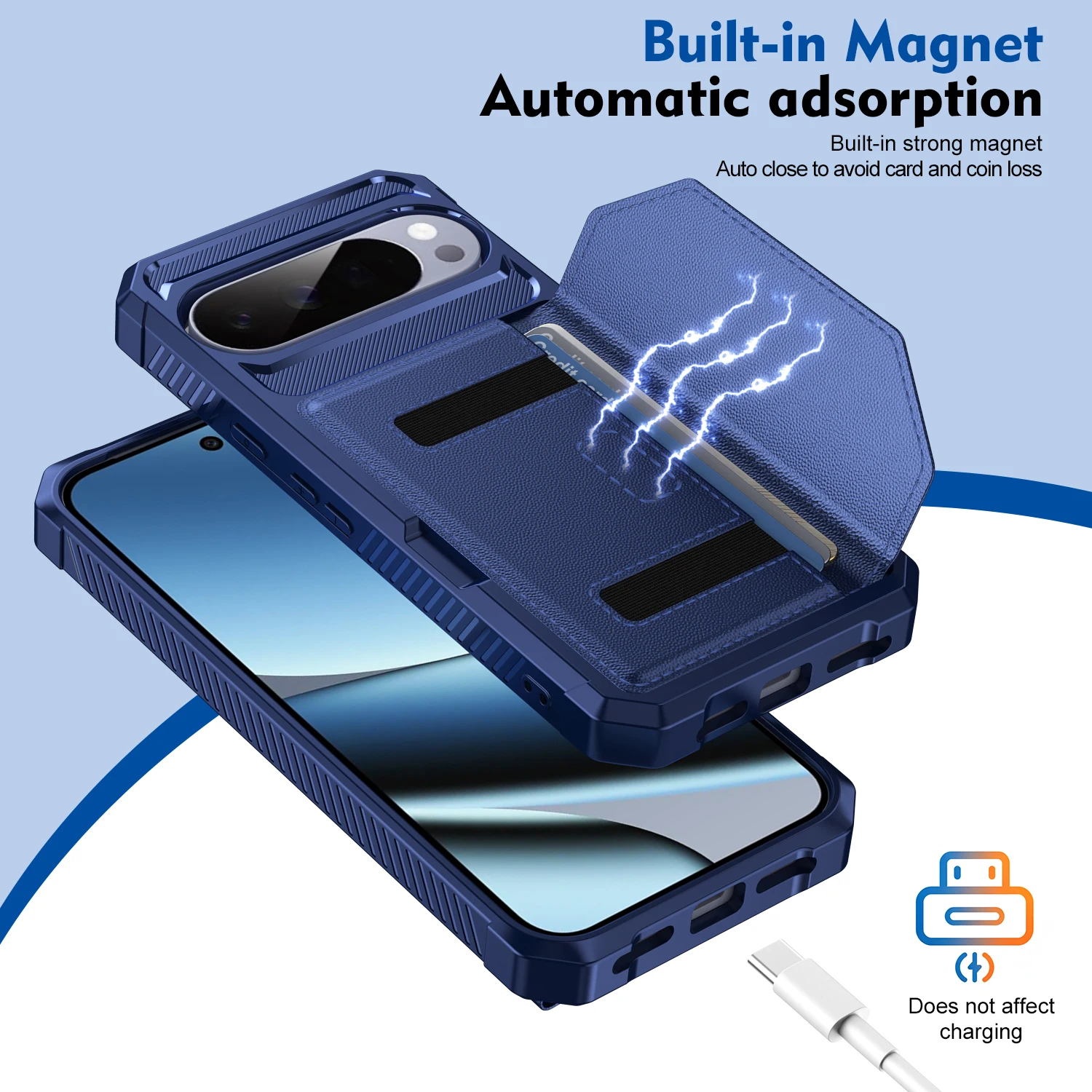 Magnetic Leather Wallet Phone Case with Card Slots and Shockproof Protection