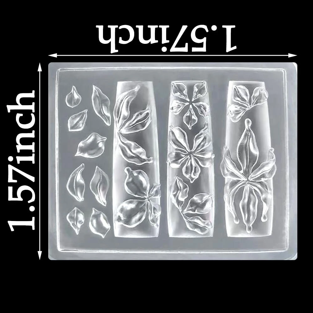 릴리 꽃 참 실리콘 네일 몰드 3D 젤 네일 아트 몰드 플로럴 참 재사용 가능한 꽃 네일 도구 DIY 아이스 매니큐어 조각용