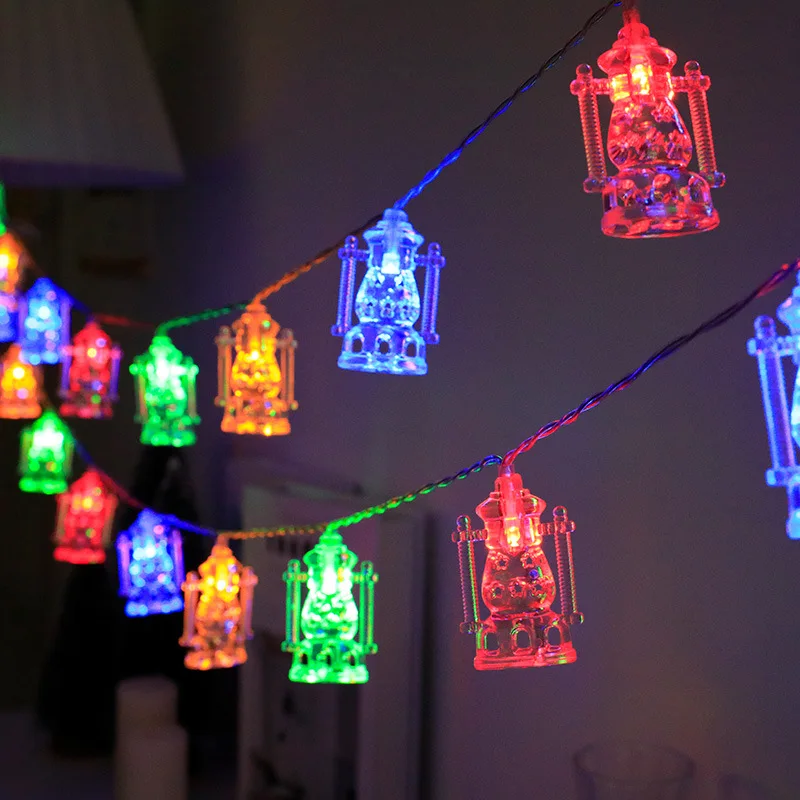 20 LED Eid Mubarak String Lights Ramadan LED Lights Battery Powered Mubarak  Moon Lantern Lights Decoration Mubarak Home Lamp Decorations (Lantern)