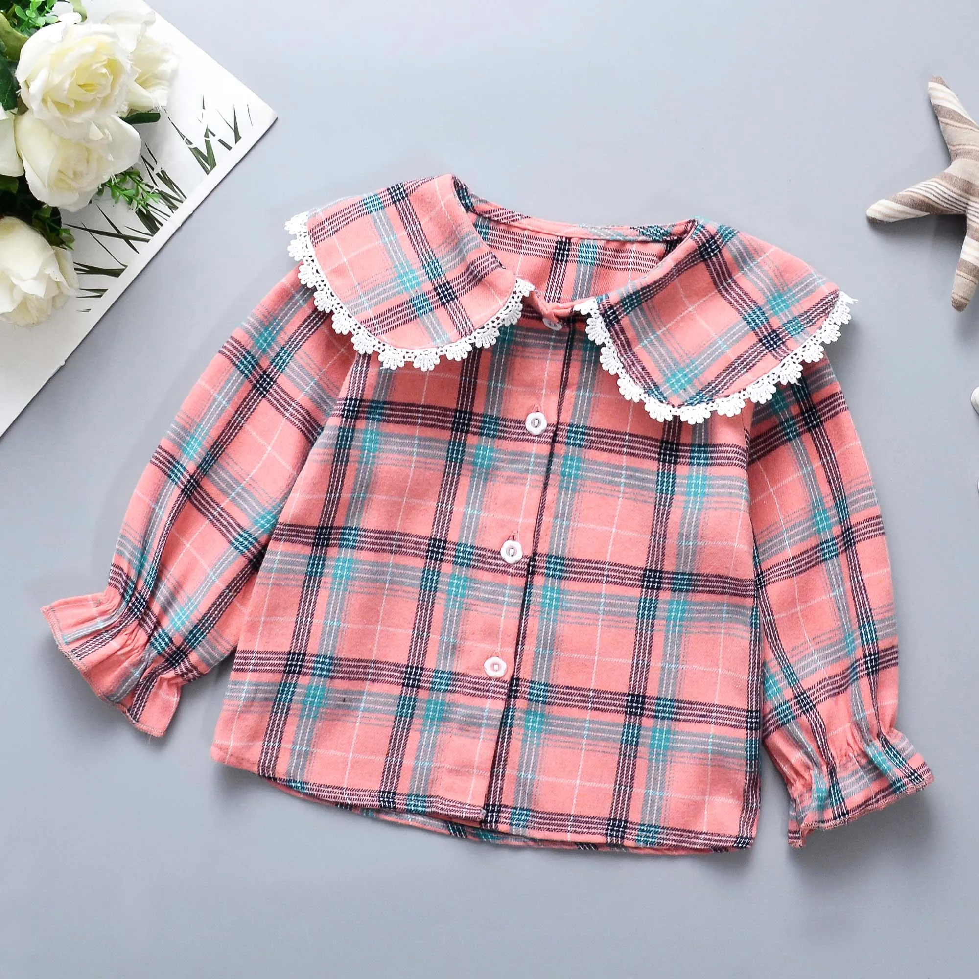 Children Tops Boys Buffalo Plaid Flannel Shirt Baby Casual Shirt Outerwear Clothes Autumn Girls Blouses