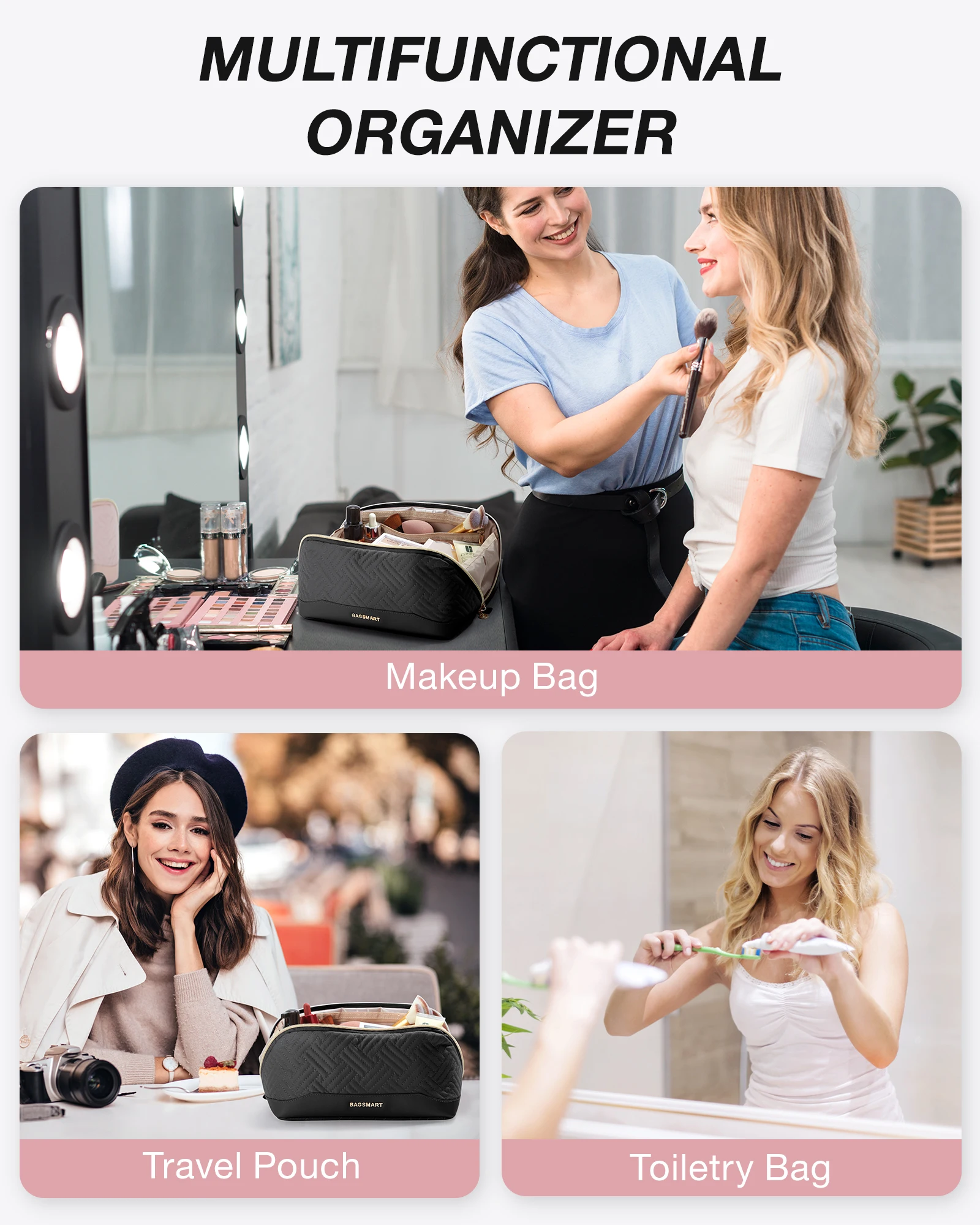 BAGSMART Makeup bag Travel Women's cosmetic bag Portable