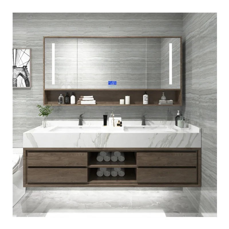 Tocador de baño de estilo moderno Simple, gabinete de madera de melamina o  chapa de madera, 2022 - AliExpress