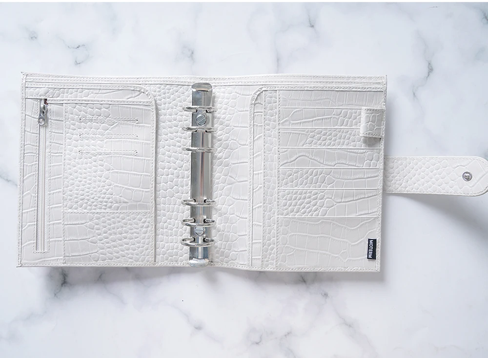 Limited Imperfect Moterm Luxe Series Personal Wide Size Planner with 30MM Silver Rings Leather Notebook Cowhide Organizer Agenda 5