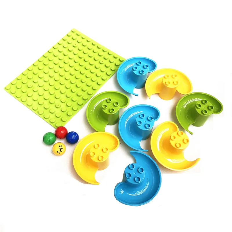 12PCS Marble Run Track Slide Parts with Face Balls Ball Drop Tower