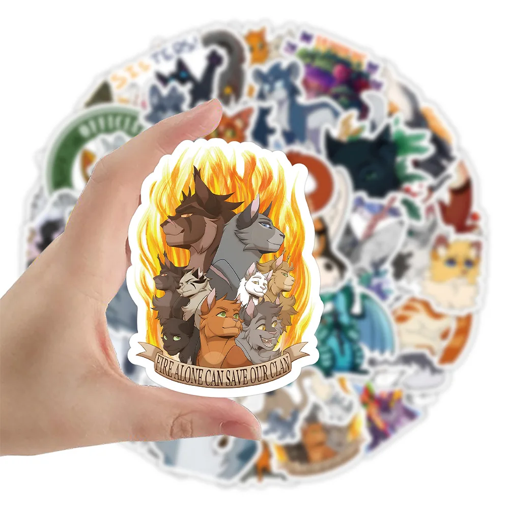 Cartoon Animal Cool Warrior Cat Stickers 50Pcs for Laptop Stationery Scrapbooking Vintage Anime Sticker Pack Decoration Supplies