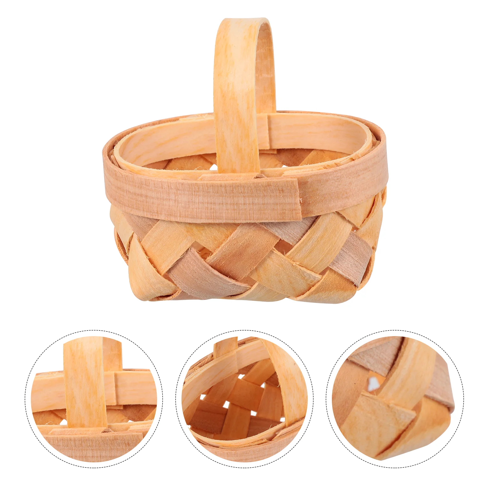 

12 Pcs Flower Basket Woven Child Wedding Favors Mini with Handles Wooden Ornaments