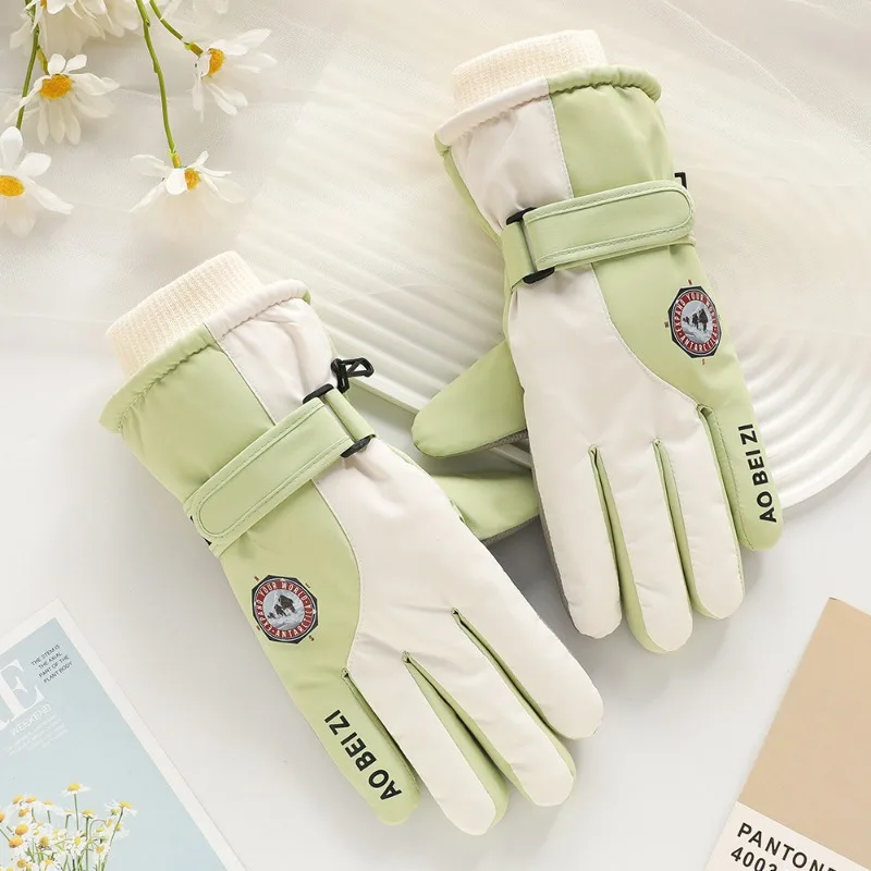 Women Winter Keep Warm Touch Screen Waterproof Anti Slip Thickened Outdoor Sports Ski Gloves Add Velvet Cycling