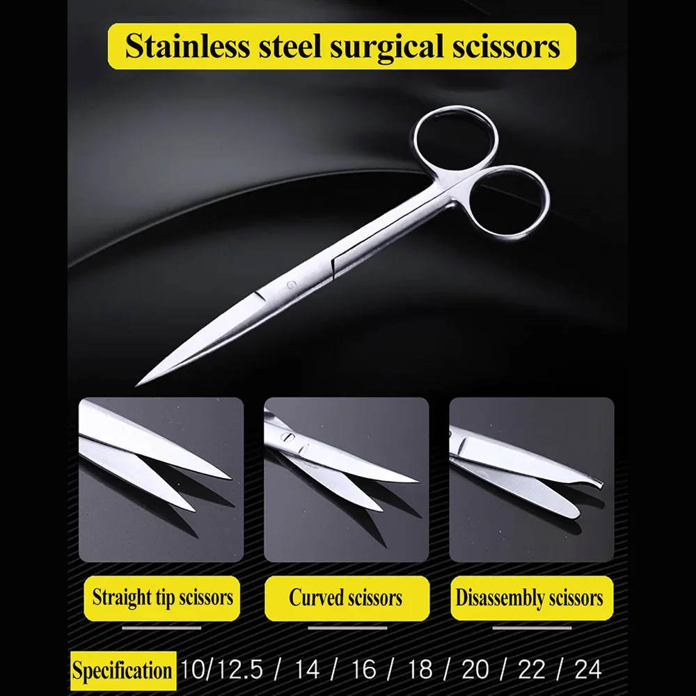 Professional Animal Veterinary Vet Stainless Steel Surgical Scissor Straight Curved Tip Farming Tools Suplies Pig Cow Sheep 1PCS stainless steel scissors surgical scissors