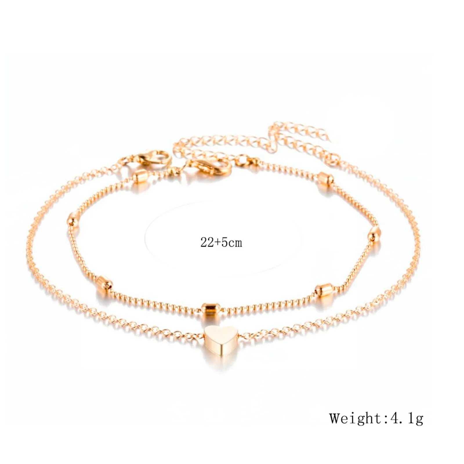 Silver Anklet Bracelet Ankle Chains Beads Anklet Women's Anklet Bohemian Layered Heart Anklet Summer Fashion Beach Anklets On Foot Ankle Bracelets For Women Leg Chain