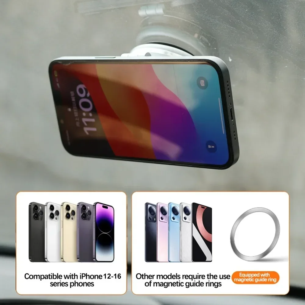 Magnetic Car Phone Holder 360&deg; Rotatable Intelligent Vacuum Adsorption Sucker Magnetic Bracket Car Windshield Hanging GPS Stand