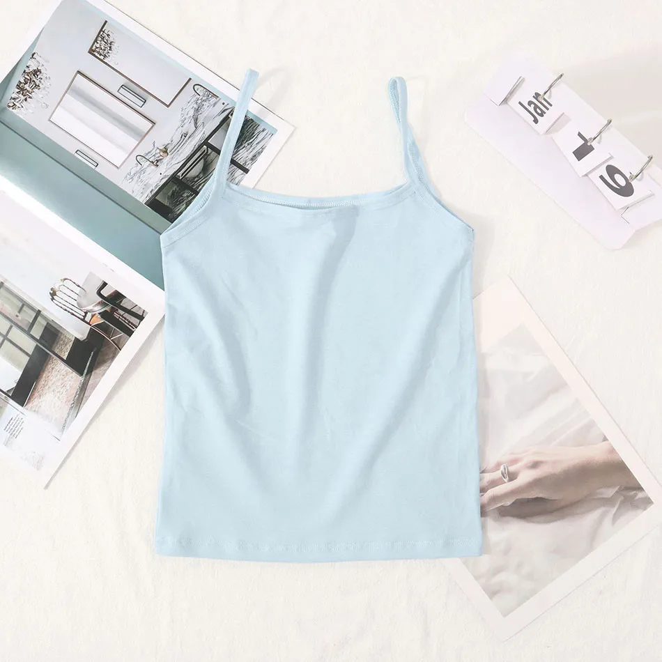 Girls Development Period Solid Color Cotton Soft Breathable Underwear Vest Girls Anti Exposure  Safety Underwear Girl Vest 4