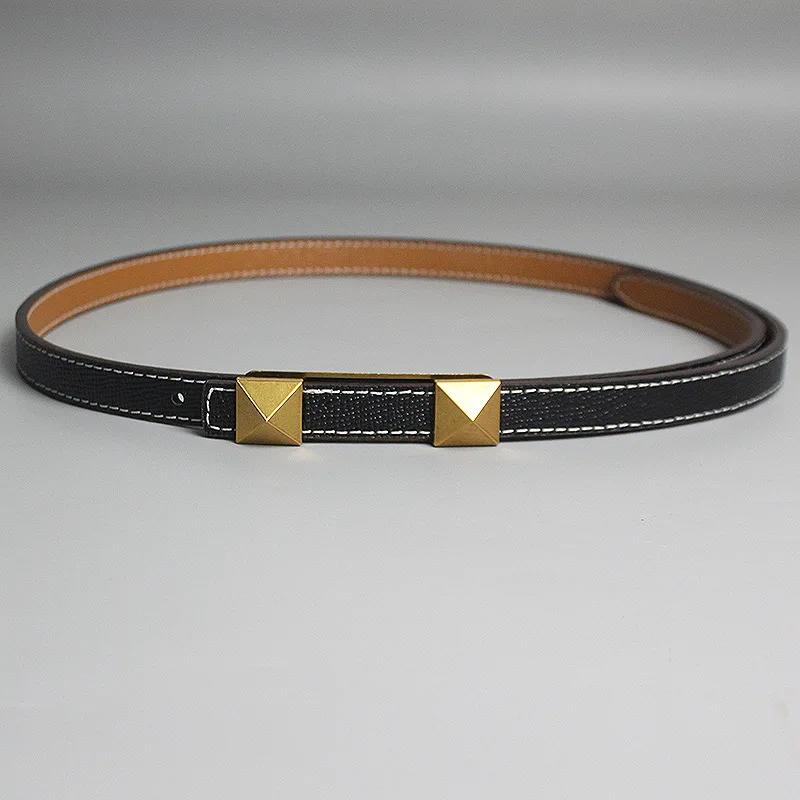 

2022 Designer Rivet Bucket Women Slim Jeans Belt Cowhide Women Vintage Waist Belts Double Colors Real Leather Cinture Cinturones