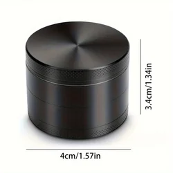 Premium 4-Layer Metal Herb Grinder - Spice & Tobacco Shredder with Cutter Attachment (Black)