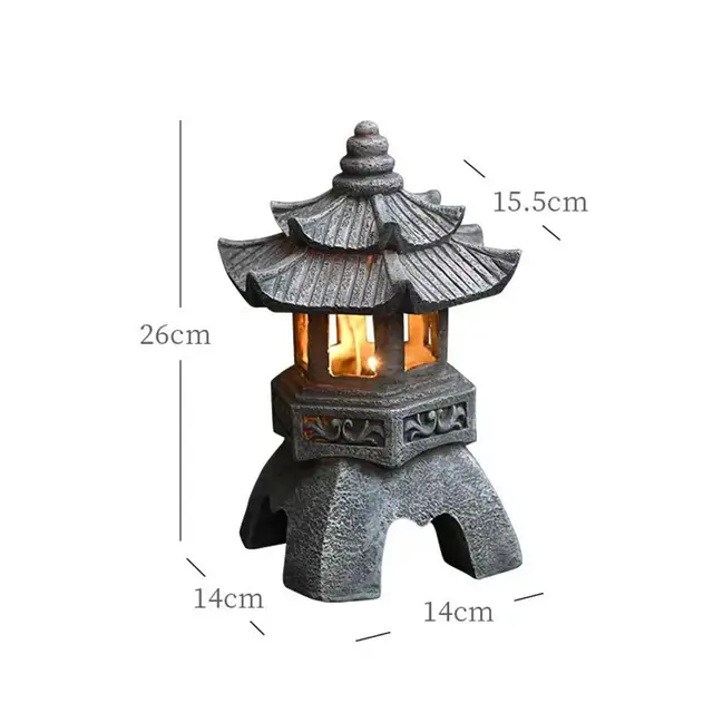 Kerti Dekoráció Zen Díszek Napelemes Torony Kínai Szobra Palota Lámpák Napenergia Lámpa Kő Udvar Pagoda Lámpás