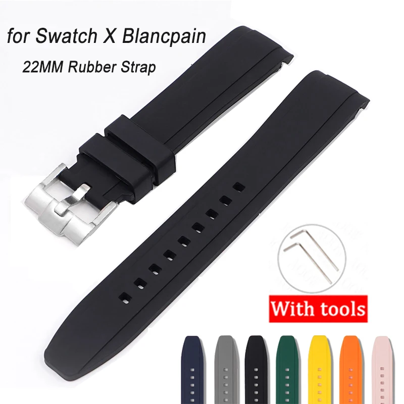 Cinturino Per Swatch X Blancpain Five Ocean Rubber Silicone Diving Cinturino Per Orologio Con Estremità Curva Per Accessori Per Bracciali Da Fifty Fat