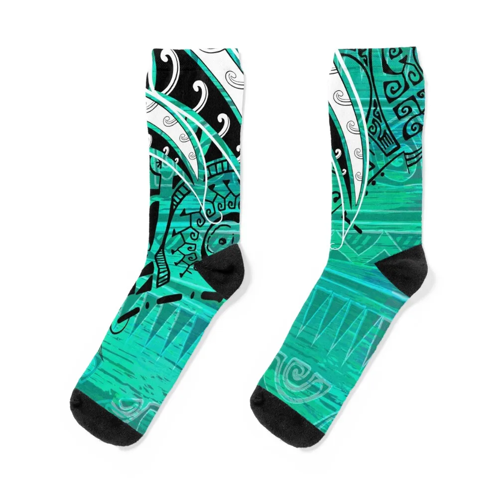 

Samoan - Hawaiian - Polynesian Teal Village Tribal Ink Socks Argentina Run professional running loose Boy Child Socks Women's