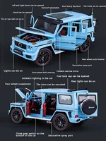 1:18 Mercedes-Benz G800 Alloy Car Model Simulation Sound Light Pull Back Toy Car Off-Road Suv Toy Boy Collection Decoration Gift 2