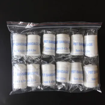 PBT 탄성 붕대 응급 처치 키트, 거즈 롤 상처 드레싱, 간호 응급 치료 붕대, 4.5m, 6 개
