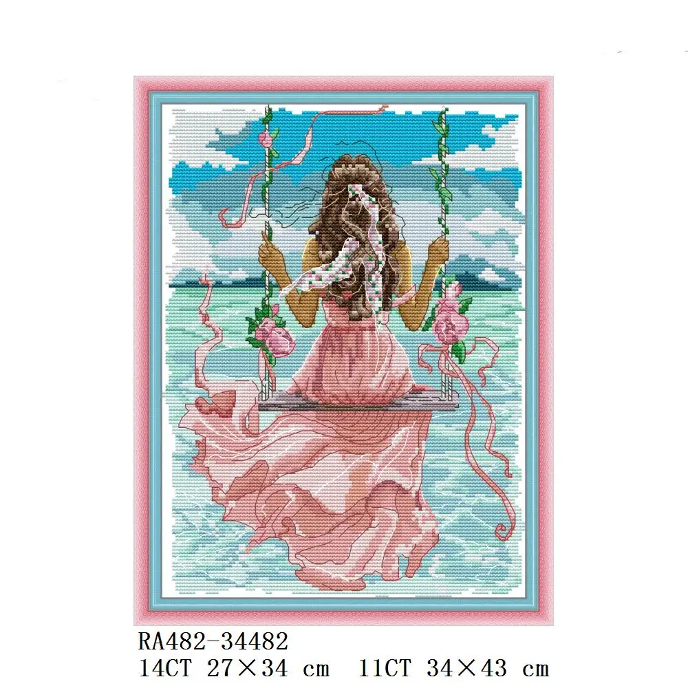 Joy Sunday Sea View Sunflower Lavender Girl RA482 RA483 RA484 Counted and Stamped Home Decor Beauty Embroidery Cross Stitch kits