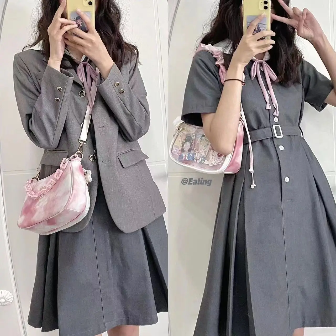Richme Lolita Women Ita Bags Sweet Girl Acrylic Chains Underarm Shoulder Bag Harajuku Subculture DIY Badge Crossbody Bolso Mujer