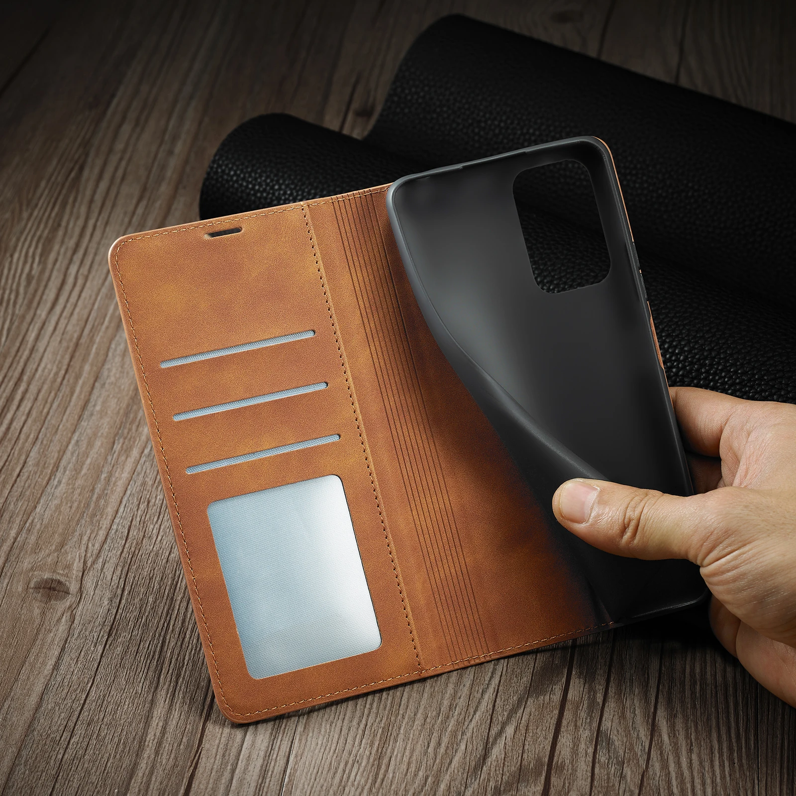 Luxurious Leather Flip Phone Case with Card Wallet Cover
