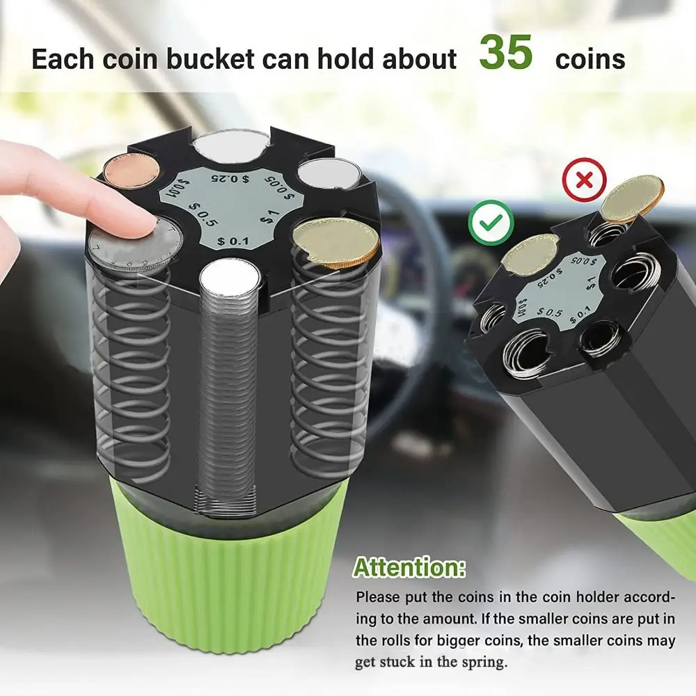 2-Layer Design Car Coin Piggy Bank Cup Shape Large Capacity Money Storage Box Multifunction Coin Storage Holder Vehicle Use