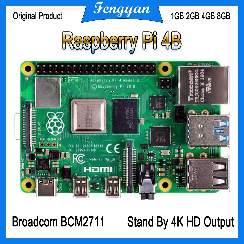 Ufficiale Originale Raspberry Pi 4 Modello B Dev Board Ram 1Gb 2Gb 4Gb 8Gb Bcm2711 Core Cpu 1.5Ghz Supporto Bluetooth 5.0 4K Video