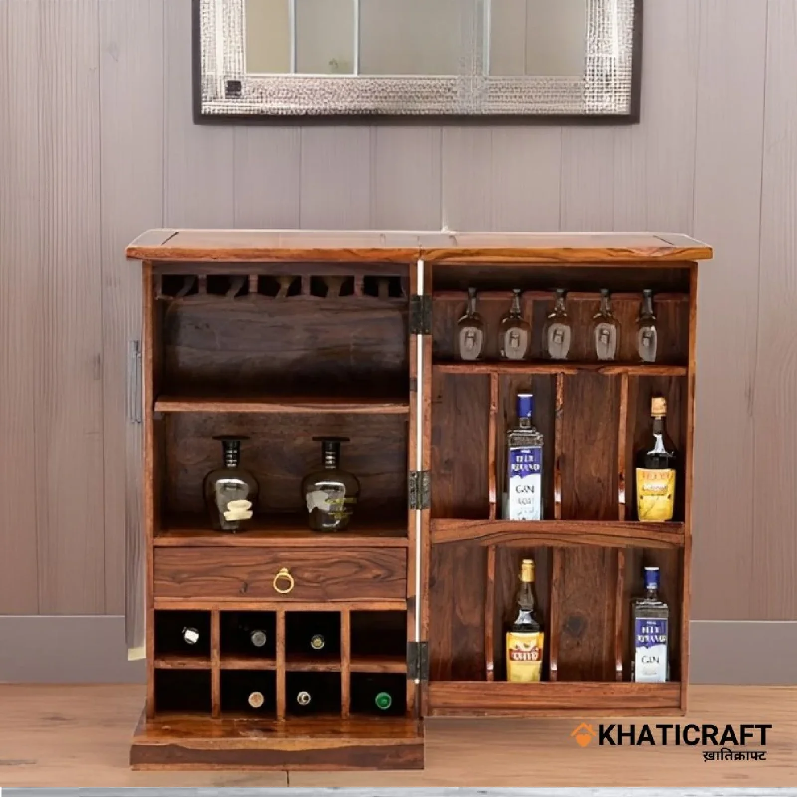 Mini Bar Cabinet Wine Storage Rack with Drawer & Glass Holder For Bar Table Display Shelf for Living Room Home furniture