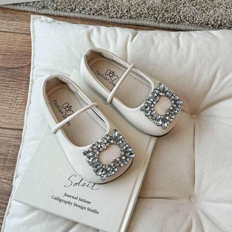 Girls Leather Ballet Shoes French Style Square Toe