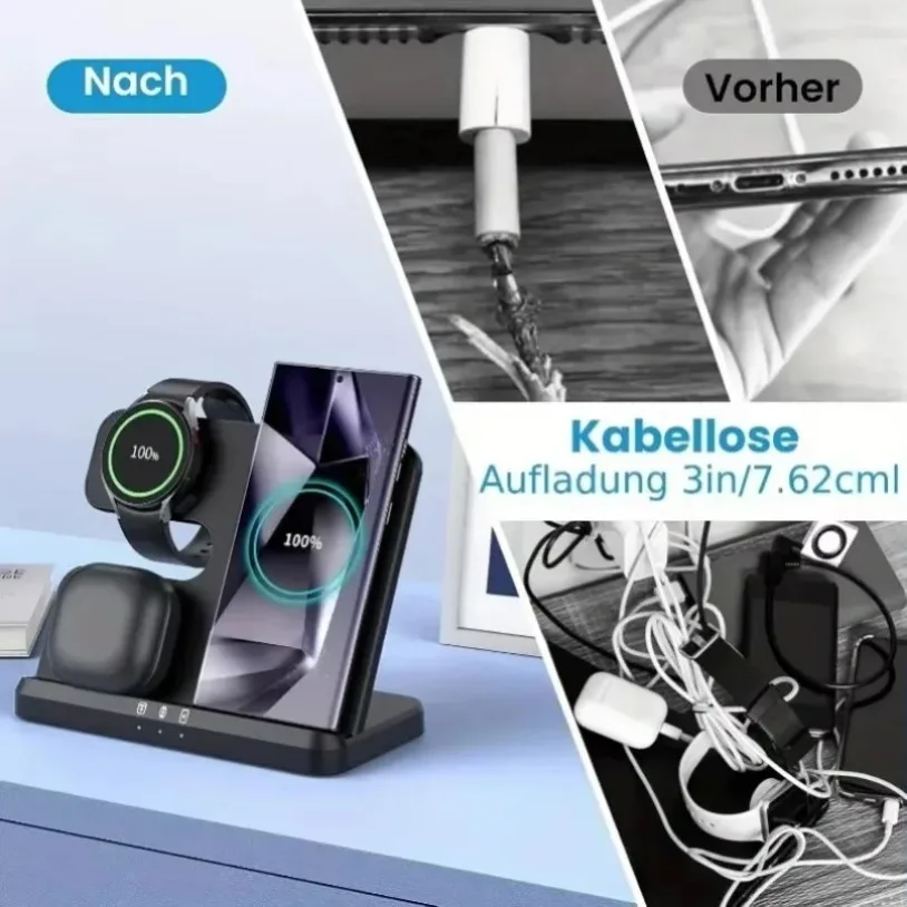 3 In 1 Wireless Charger Stand For Samsung S25-S21 Z Fold 5 4 3 S24 S23 Galaxy Watch 2-7 Active 2 Earbuds Pro Fast Charging Dock