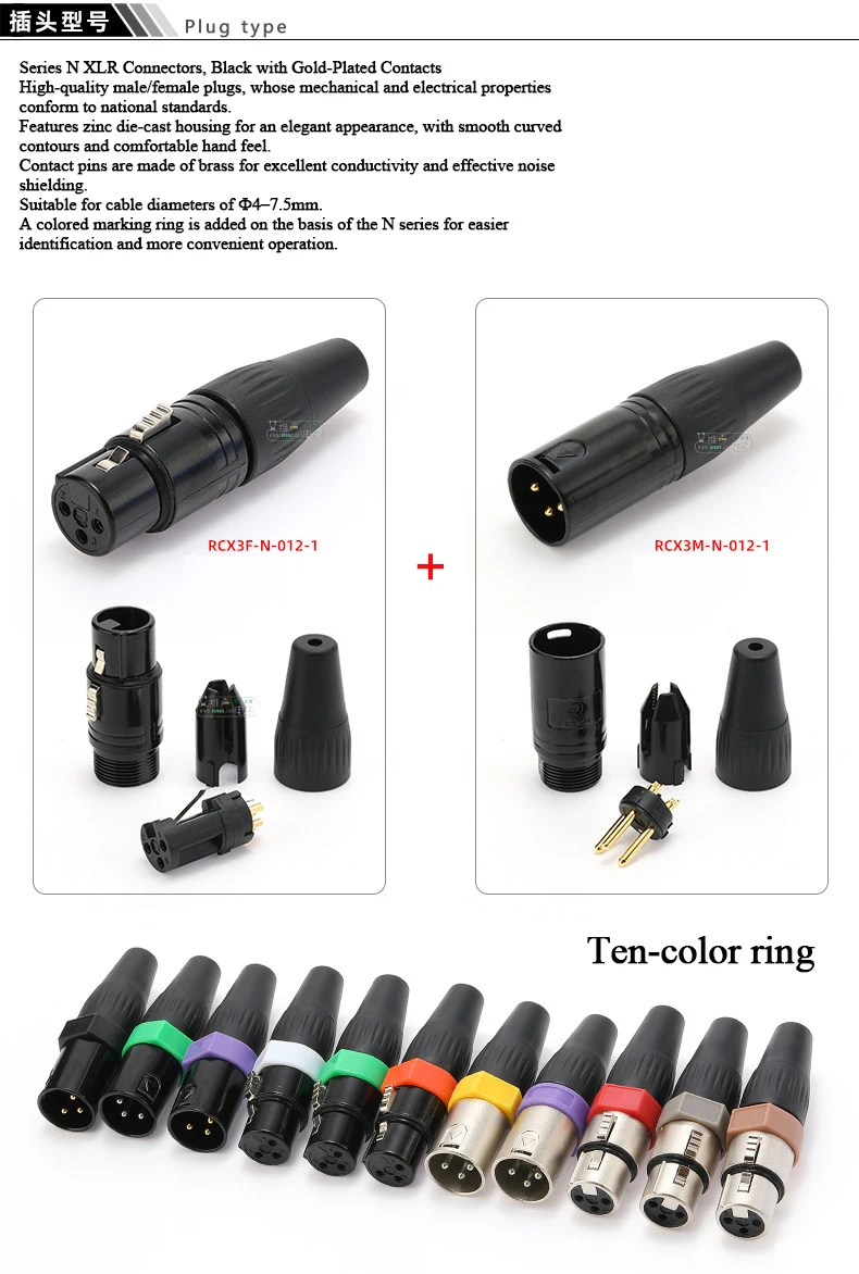 1-zu-2 Audio-Y-Kabel, RCA zu XLR, 6,35mm zu Dual RCA, XLR-Splitter, TS-Splitter, Anpassbare Länge 0,5-50m – Detail 4