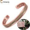 Vinterly Pure Copper Bracelets Female Magnetic Twisted Adjustable High Magnets Braided Open Cuff Bangles Resizable Jewelry Women 1