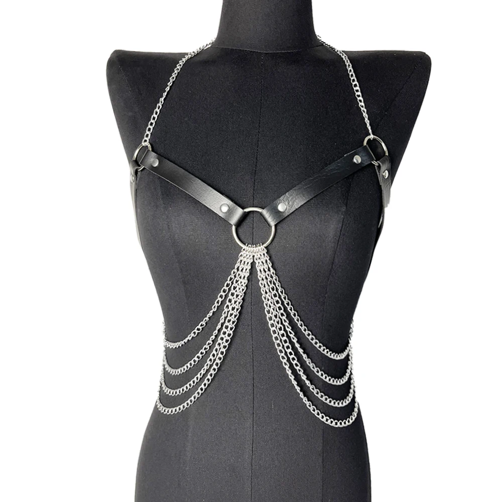 Sexy Chain Body Harness Bondage Women Chest Lingerie Bra Sword Belt Top