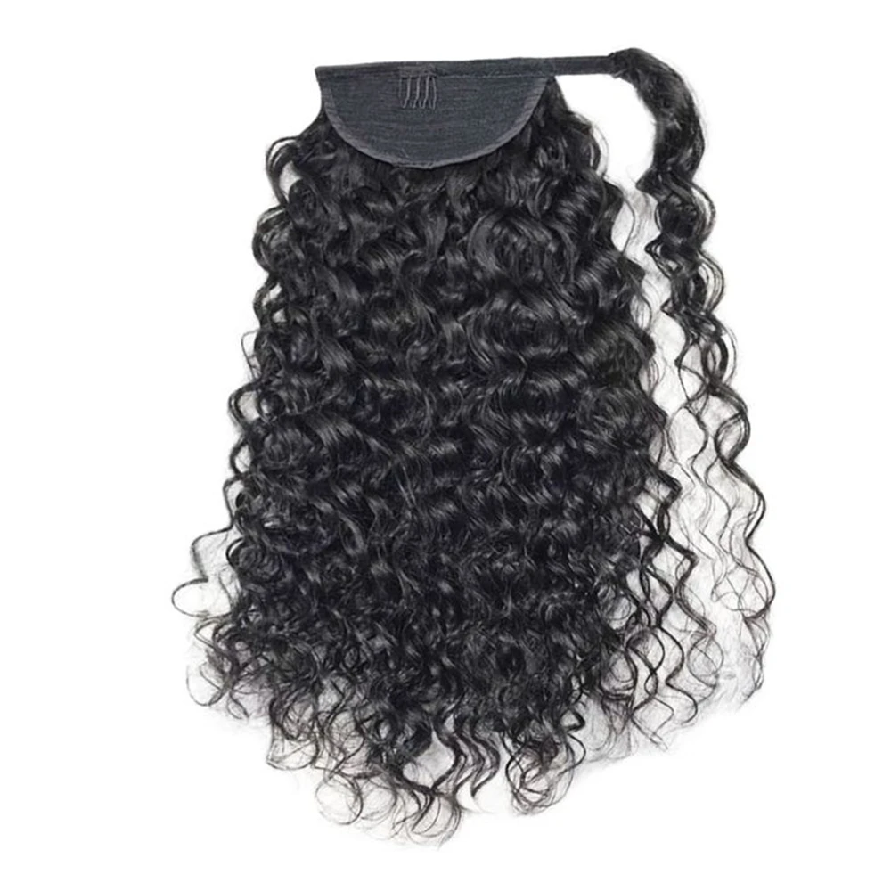 100G 포니테일 인간 헤어 익스텐션 스트레이트 랩 어라운드 말꼬리 100% 레미 인간 헤어 10-32 여성용 포니테일 익스텐션