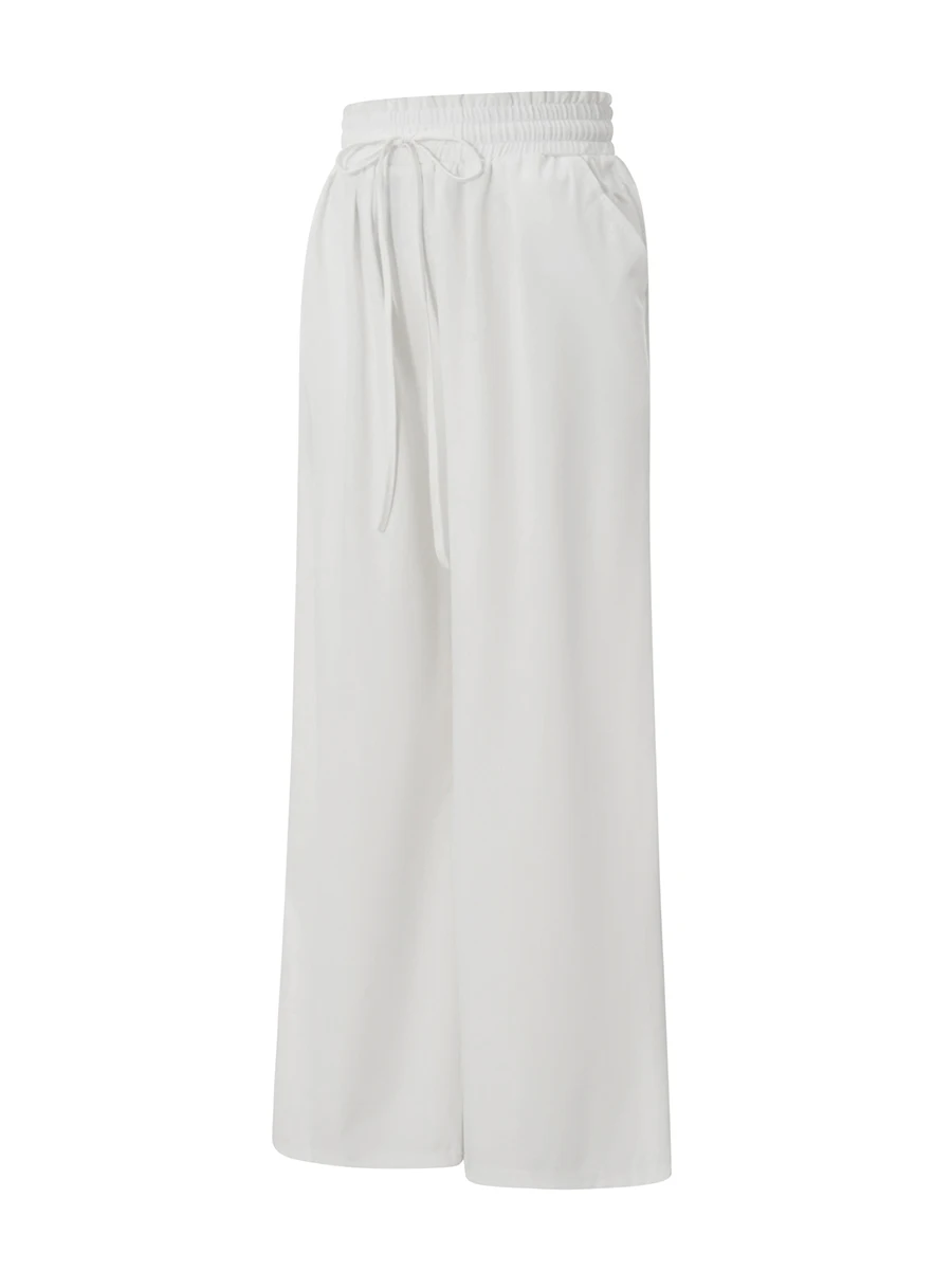 

Edhomenn Women Loose Yoga Trousers Solid Color Drawstring High Waist Wide Leg Pants Casual Straight Sweatpants