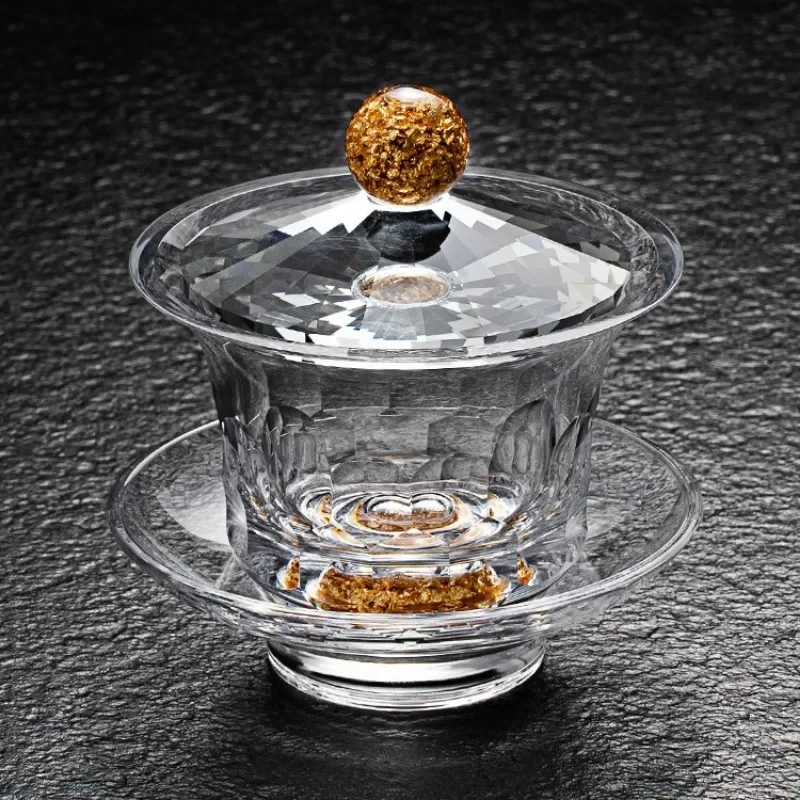 مجموعة شاي الكونغ فو من الزجاج الكريستالي برقائق ذ...