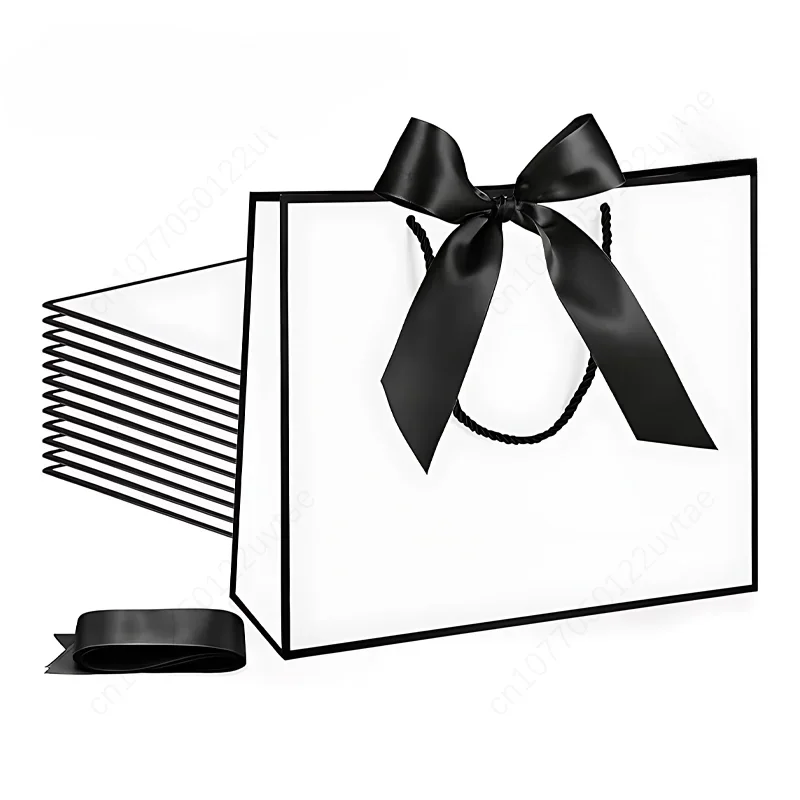 1-100PCS Handheld White Card Paper Bag Gift Handheld Packaging Simple Bag Shopping Paper Wedding Party Gift Packaging organza gift bags,party gift bags