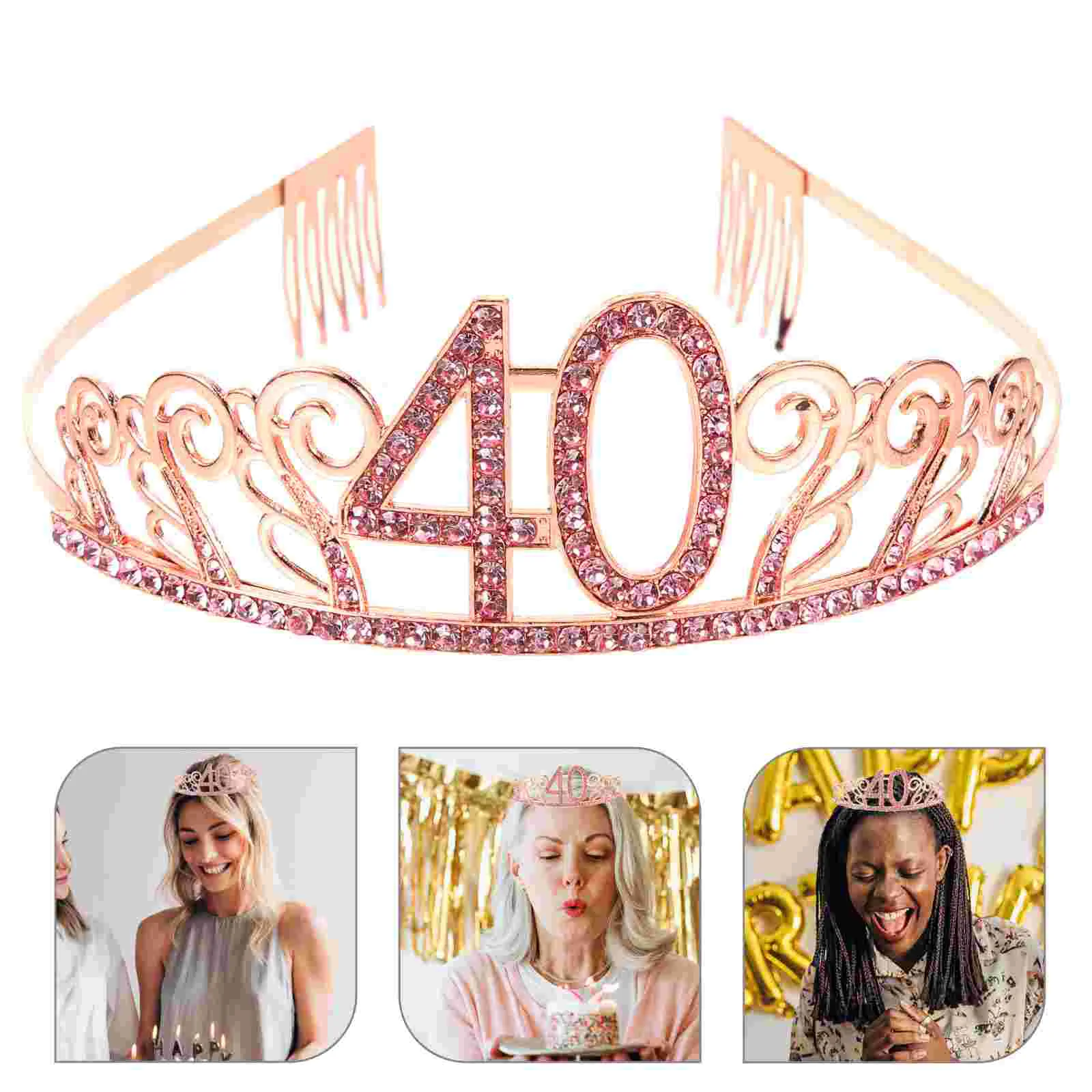 

Tiara Crown Crystal Birthday Comb Headgear Rhinestone Headbands Women's Rhinestones