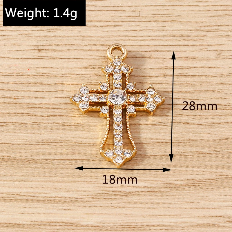 Tusember 10 Stück Legierungs-Strass-Kristall-Kreuze Anhänger für Schmuckherstellung Ohrringe Halskette DIY Kruzifix ﻿ Zubehör – Detail 18