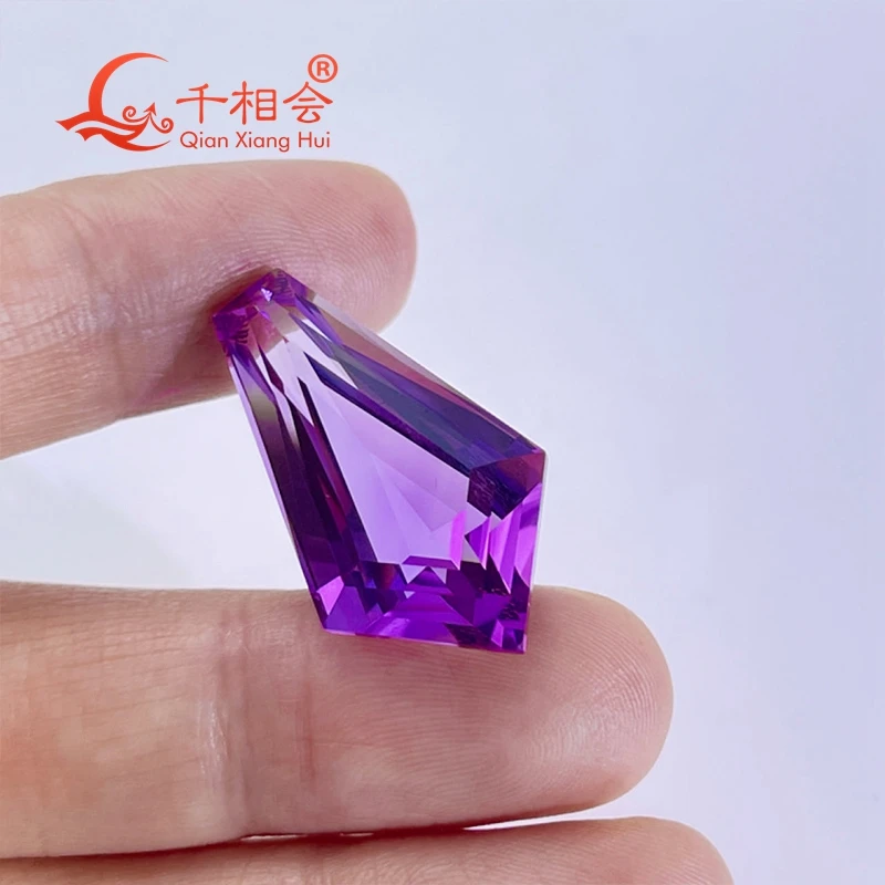 Natural Amethyst Gemstone Kite Shape Loose Stone 24-32 Carat for Jewelry Making Certified Beautiful by GRC