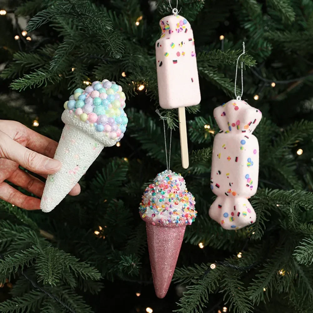 2025 Creative Christmas Hanging Cute Ice Cream Pendant Navidad 2026 Christmas Decor Xmas Tree Decor New Year Gift Toys 1