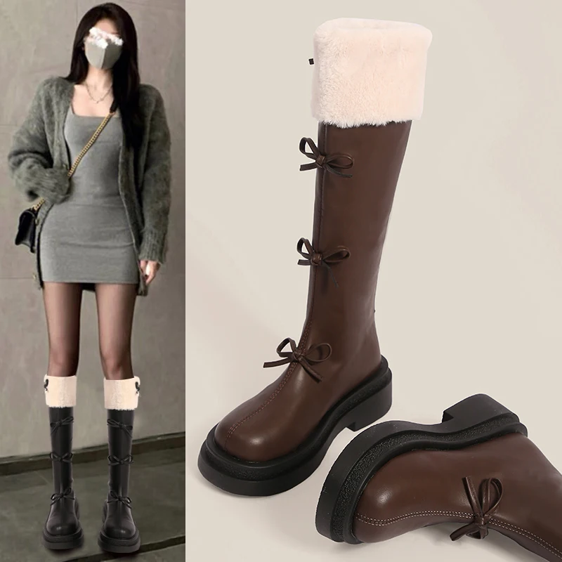 

Женские ботинки на высоком каблуке, привлекательные женские резиновые ботинки на высоком каблуке, дождевые ботинки с круглым носком, женская зимняя плюшевая обувь с подкладкой и молнией